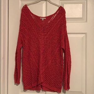 Boho Knit Cranberry Crewneck Sweater